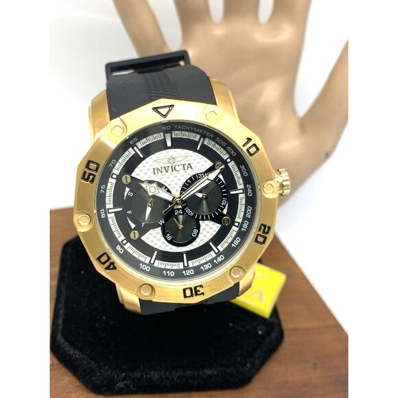 Invicta Men's Watch 45741 Pro Diver Quartz Gold Black Rubber Strap 50mm - Picture 14 of 15